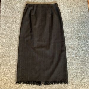 Harve Benard Sport Midi Pencil Skirt~10 ~ Brown Plaid ~Fringed Hem ~Country  Vi…